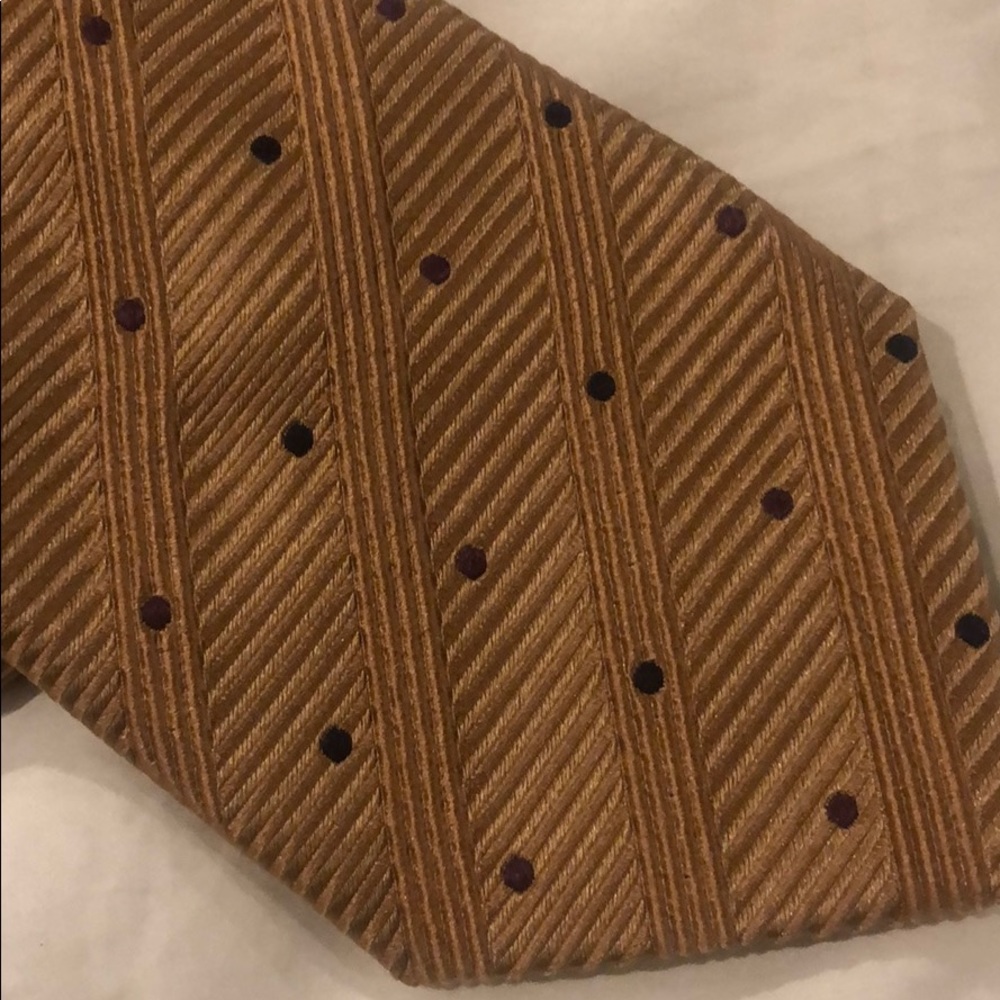 Canali Tan Tie with Purple and Blue Dots